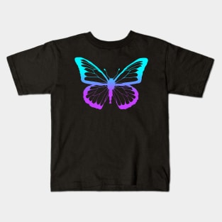 Purple Blue Butterfly Lines Kids T-Shirt